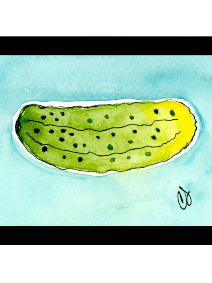 Pickle Framed Watercolor Print 3x4" for wholesale by Cathy Stratton Art