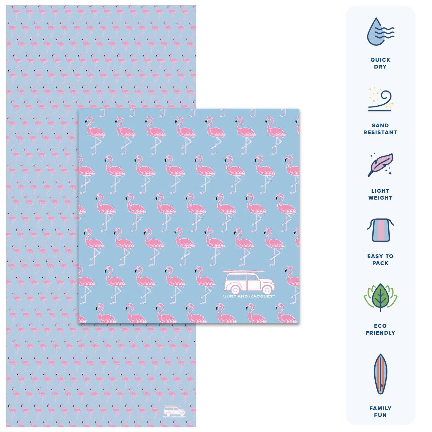 Surf and Racquet - Vendita all'ingrosso Telo mare - Asciugamano ad asciugatura rapida Flamingo1