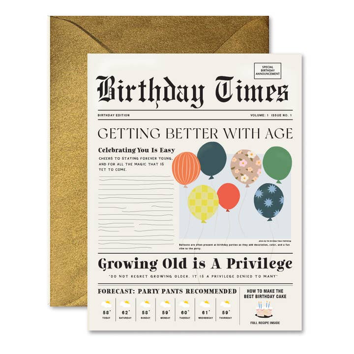 Ginger P. Designs - Wholesale Birthday Card - Birthday Times Greeting Card
