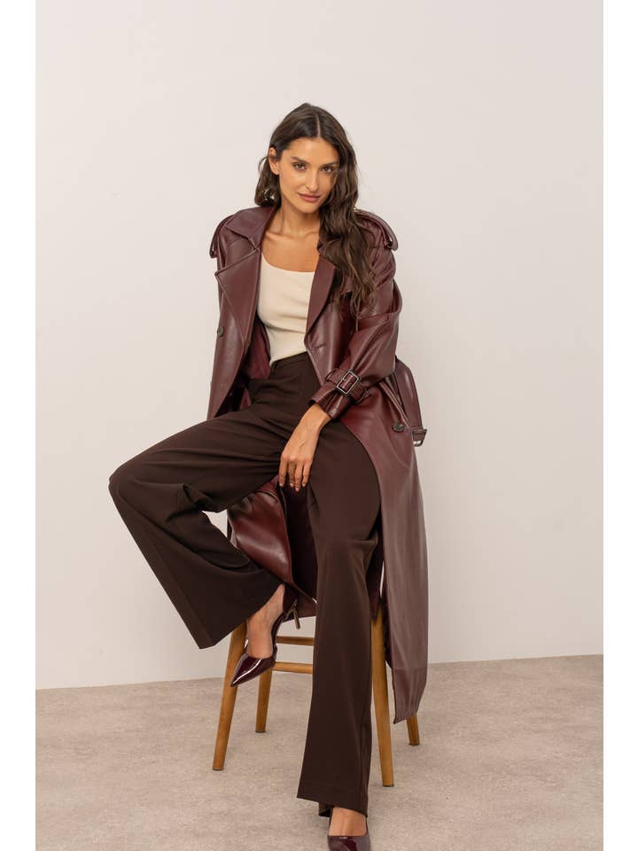 Attentif Paris - Wholesale Trench Coat - Women's - Long vegan leather trench coat29