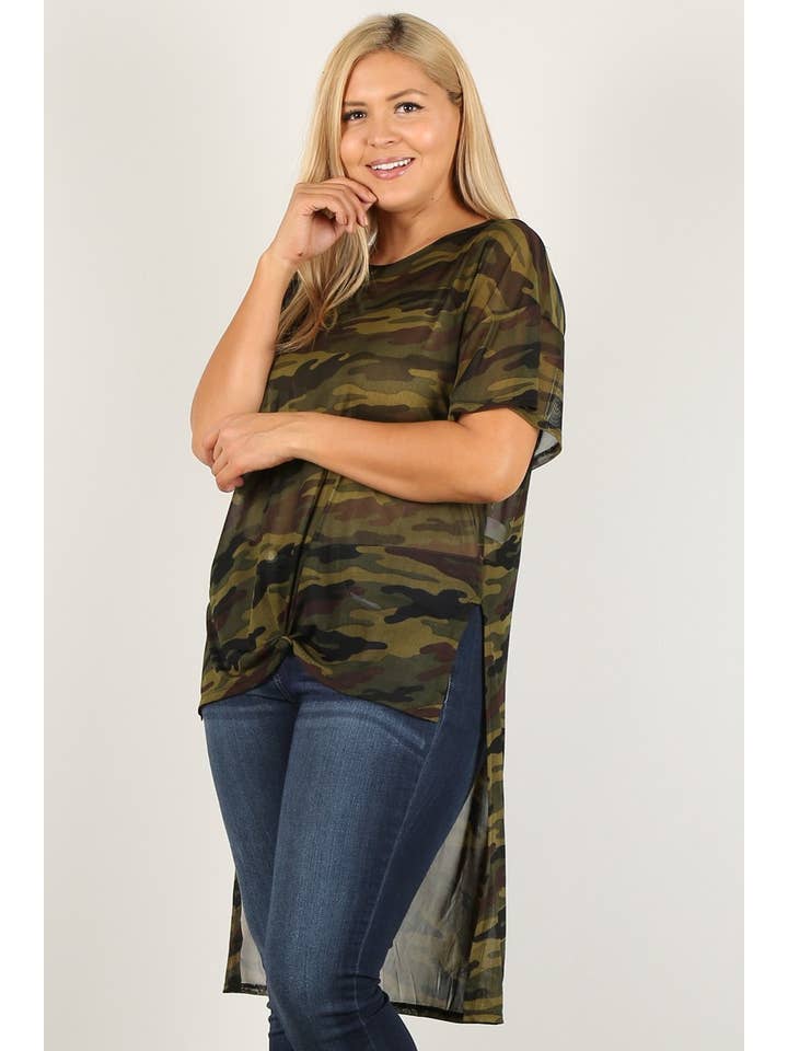 Camouflage Tunique Hi-Low pour grandes tailles - Camo Mesh - WG17008-T en vente sur Faire5
