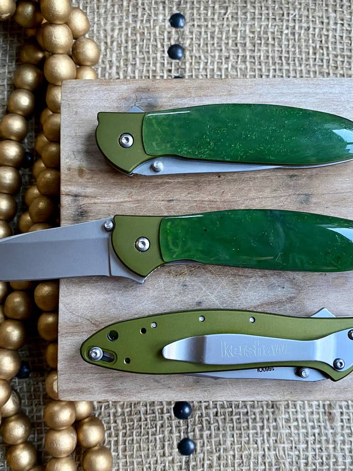 Kershaw Leek Jade Olive Accent Pocket Knife for wholesale by Ivory Jacks
