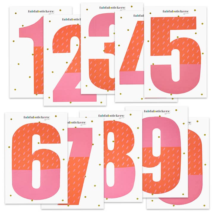 JERN KLISTERMÆRKER — NUMRE PACK PINK/KORAL for engroshandel hos Fabfabstickers