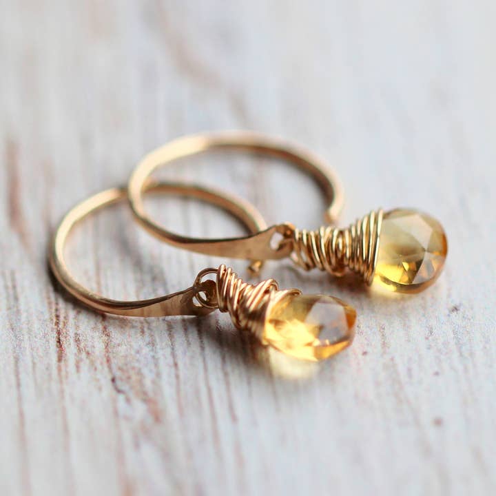 Citrine Dangle Hugs for wholesale by Saressa Designs