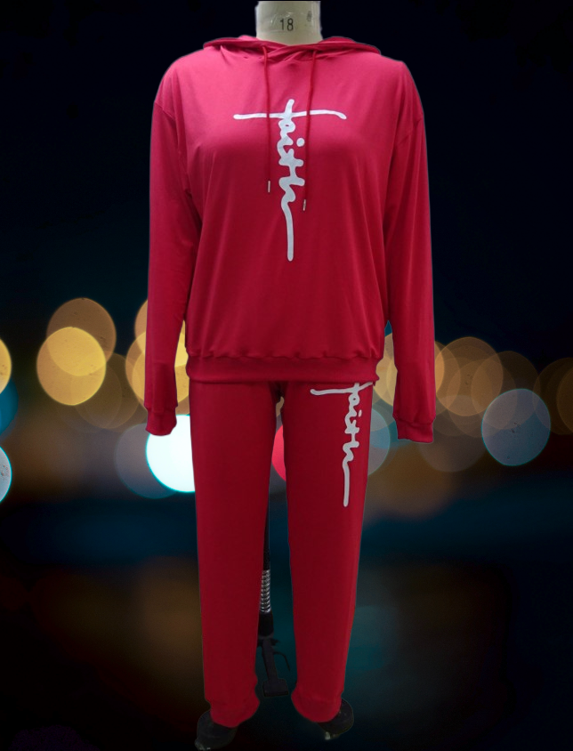 KaraChic - Wholesale Lounge Set - Women's - Women's "FAITH" Print Stylish & Trendy Jogging Set - 221255