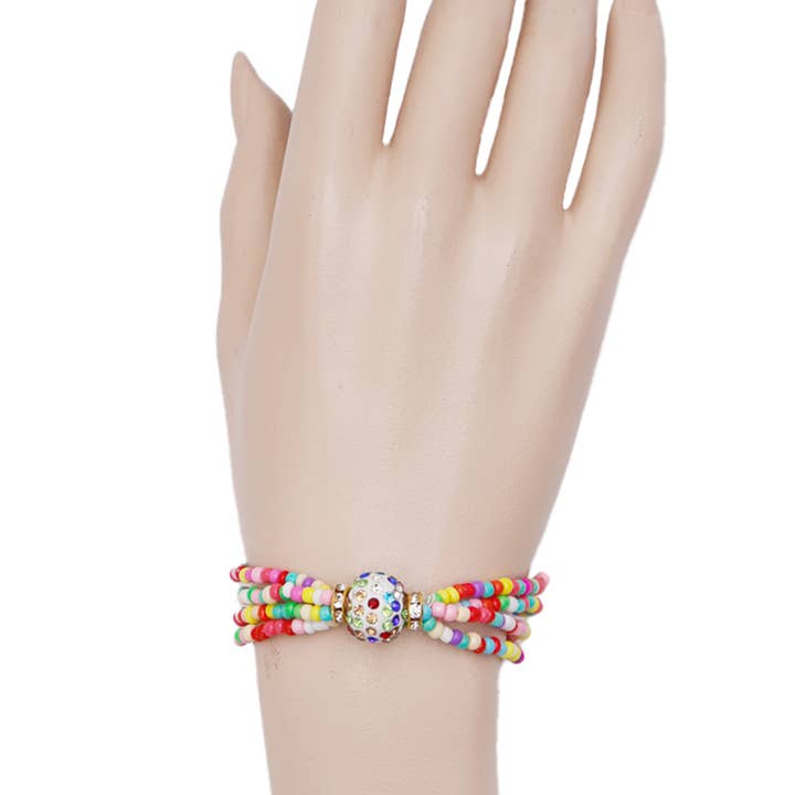 Cap Zone - Venta al por mayor Pulsera de cuentas - Pulsera Bling con forma de orbe de diamantes de imitación, con múltiples envolturas1