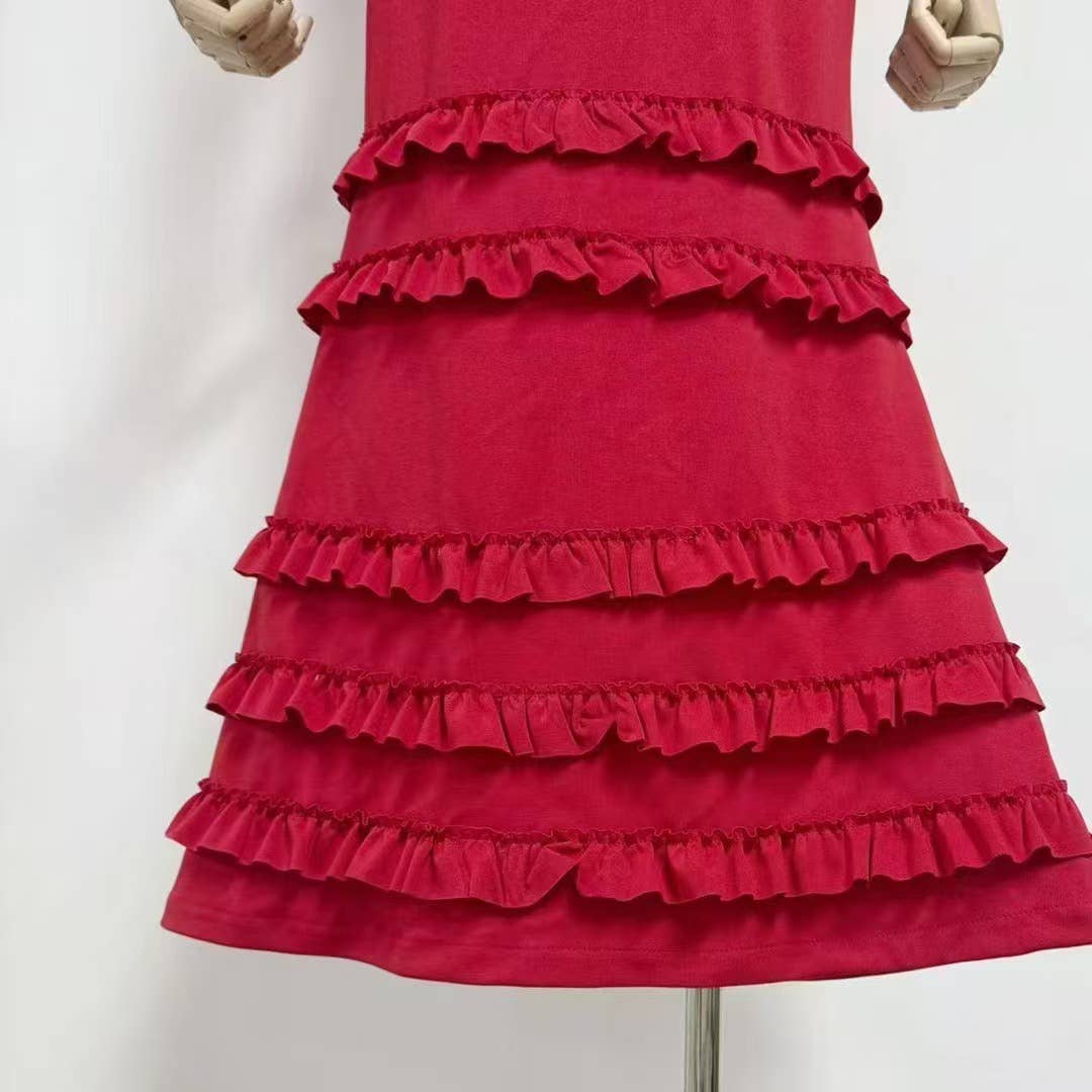 Sanyao Fashion – Vestido comprido - Mulher por atacado – Vestido de Cauda de Sereia com Camadas e Folhos SY497 para Noite de Verão11