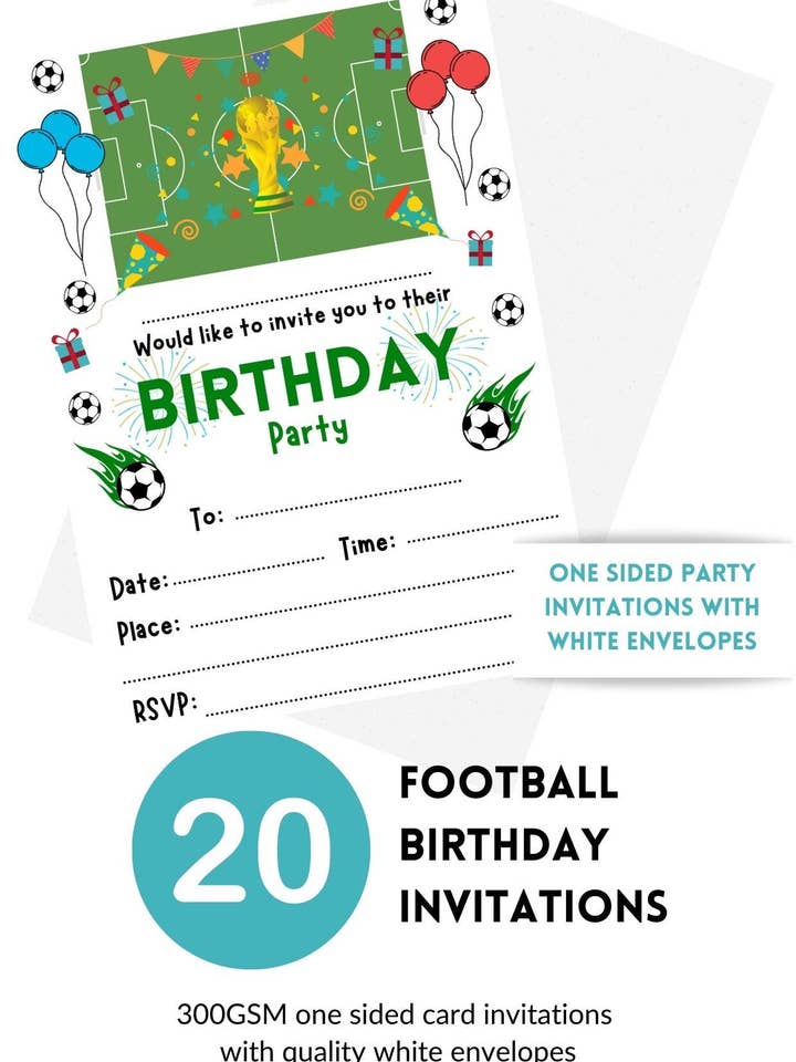 Second Ave 20 Pack Football Birthday Party Invitations for wholesale by Second Ave Gift Company