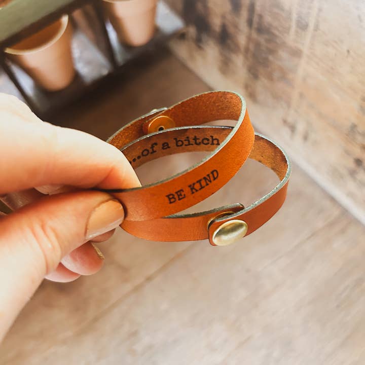 Left Grain - Wholesale Cuff Bracelet - Be Kind Of A Bitch Leather Cuff Bracelet