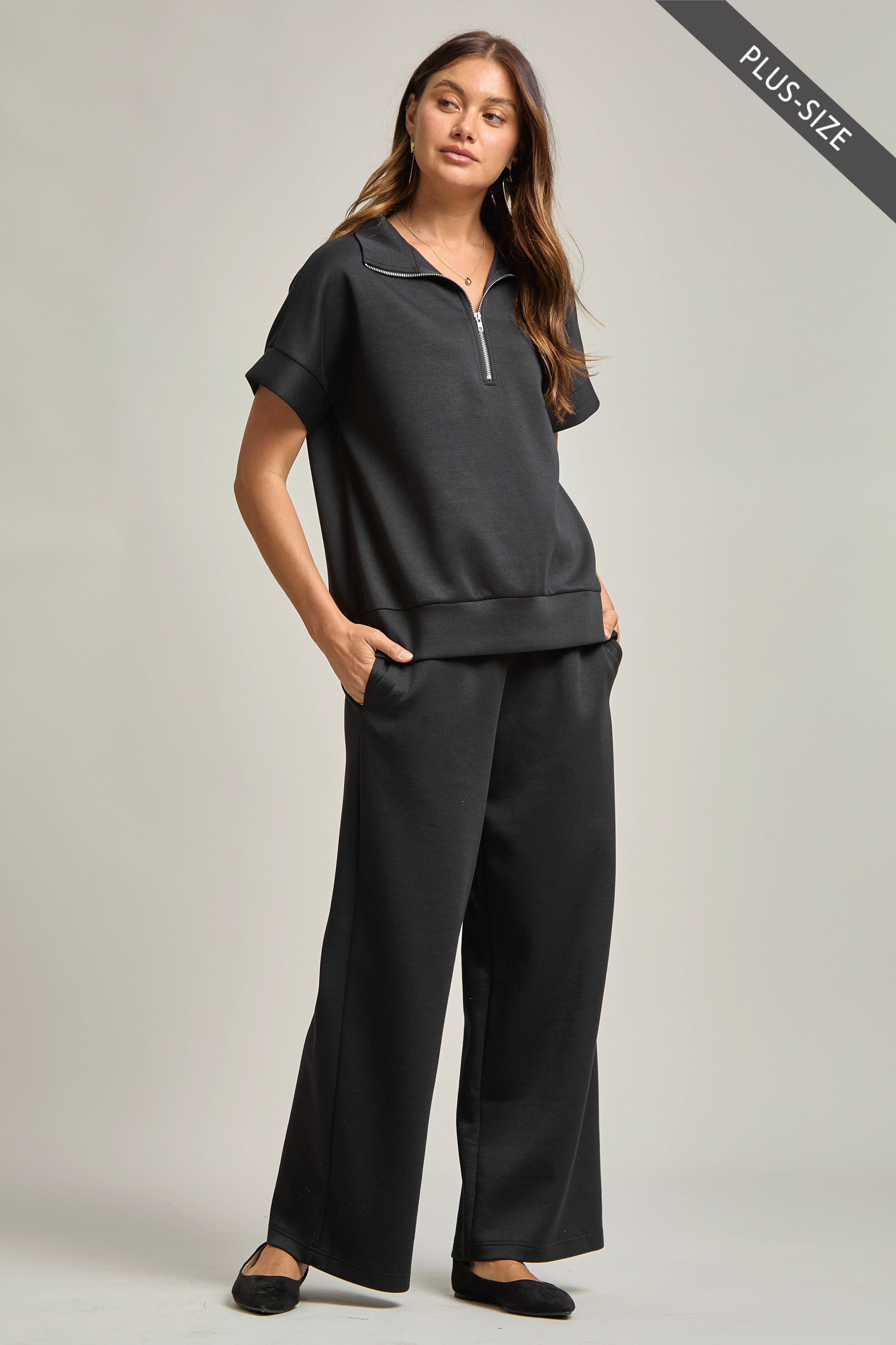 Dear Scarlett - Wholesale Lounge Set - Women's - PLUS SIZE Quarter Zip + Pants Modal Set TRVSET-CATALINAP27