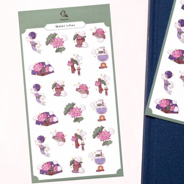 Water Lilies Sticker Sheet for wholesale by Poyura