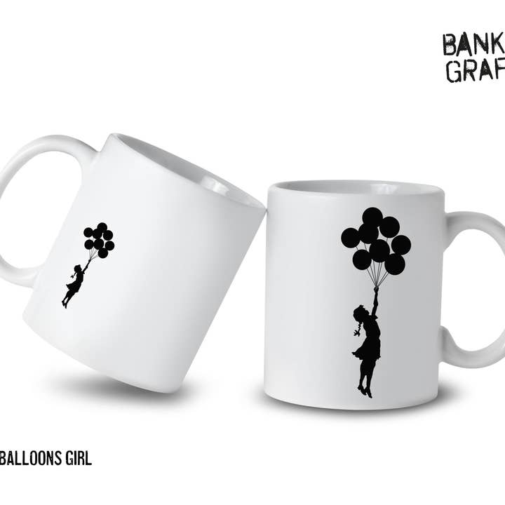 Banksy Ceramic Mug 325ml - Flying Balloons Girl for wholesale by URBAN.ITY SRL