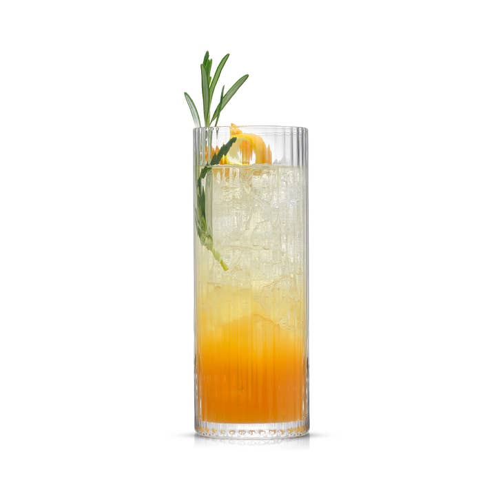 JoyJolt - Wholesale Cocktail/Liquor Glass - JoyJolt Elle Fluted Highball Juice Tumblers Glass - Set of 2