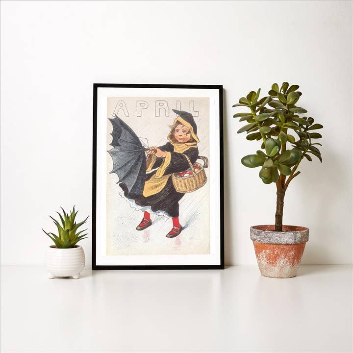 Found Image Press - Wholesale Art Print - Art Print KF-984 April, Sad Child in Rain Storm