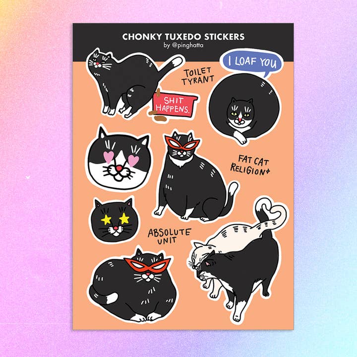 Chonky Goods by Ping Hatta. Studio - Wholesale Sticker - Cat Sticker Sheets5