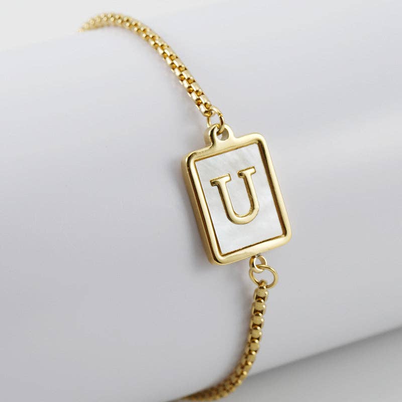 Mio Queena - Wholesale Charm/Dangle Bracelet - Gold-plated Shell Stainless Steel Initial Bracelets20