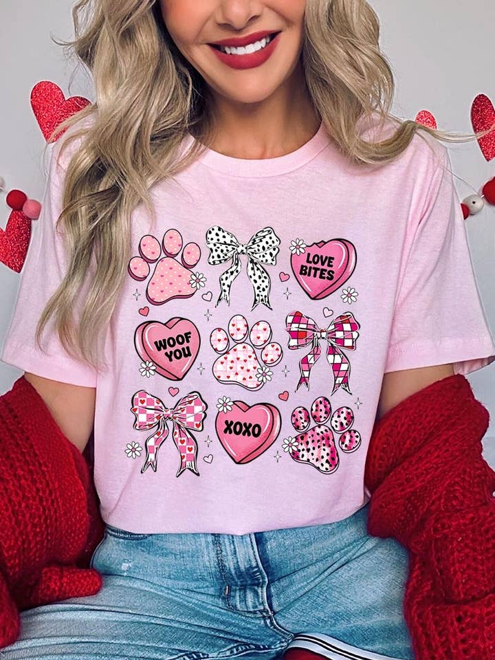 Maglietta Plus con Grafica di Impronte di Zampa "Love Bites" per la vendita all'ingrosso da parte di COLORBEAR