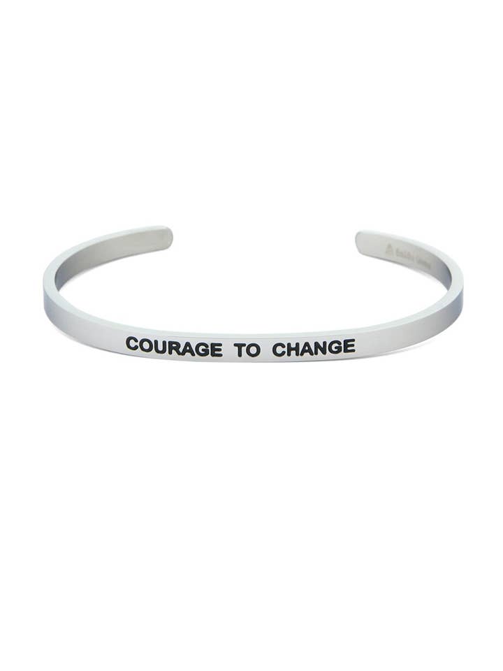 Pulseira de mantra de aço inoxidável, coragem para mudar (prata) por atacado de Culture Spot