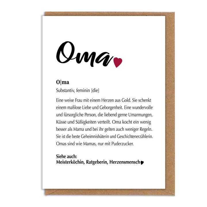 Card definition grandma with envelope for wholesale by Farbrausch