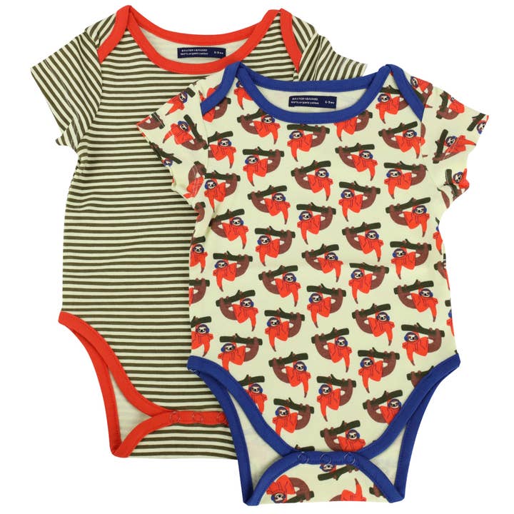 BAXTER + BAYARD Organic Cotton Onesies (2-Pack) Sloth for wholesale by Baxter+Bayard
