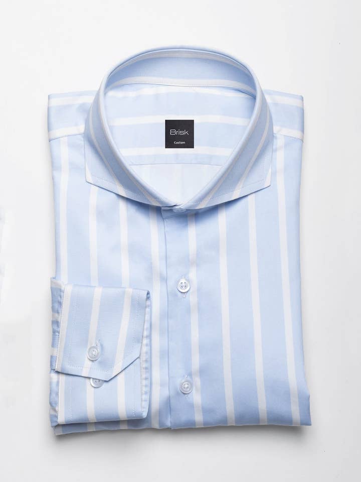 Fine Ice Blue Bold Wide Stripes Shirt for wholesale by BRISK