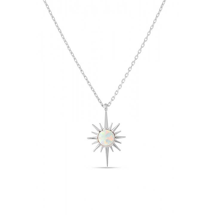 Halsband med hängsmycke i sterling silver och vit opal Northernstar för wholesale av Spero London