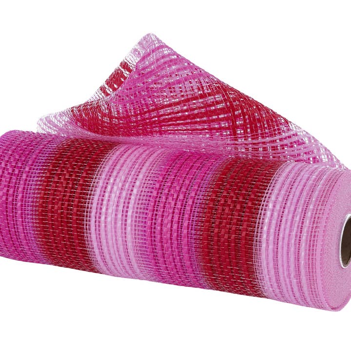 10"X10Yd Maille à Rayures Verticales Rose Fuchsia/Rouge/Rose RE138566 pour la vente par DecoExchange