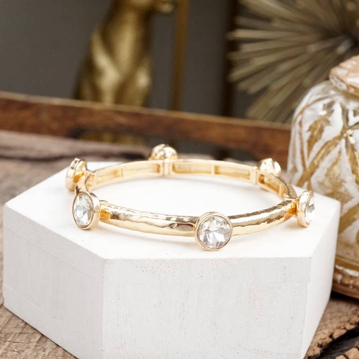 PennyLine inc - Wholesale Bangle Bracelet - Sparkly clear crystals bangle in Gold Or Silver Tone