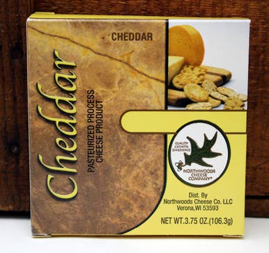 Northwoods Food and Gift Enterprises - Wholesale Cheese - 1018 3.75oz Northwoods Cheese Cheddar Cheese Spread Box 48/C