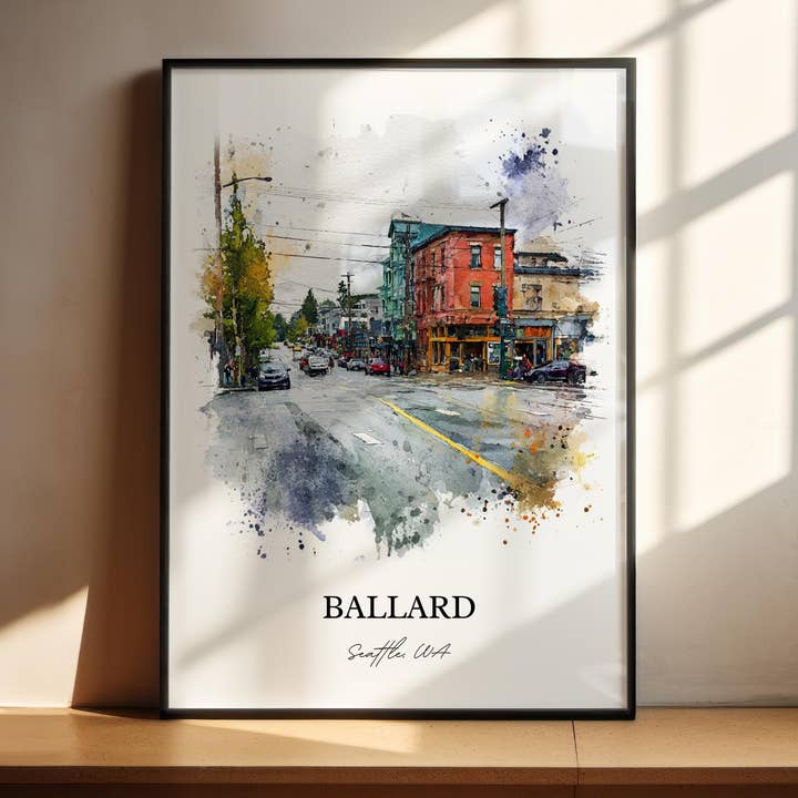 Ballard Seattle Art, Ballard Neighborhood Print, Seattle Art, Seattle WA Gift, Ballard Travel Print, Seattle Poster, Housewarming Gift for wholesale by Premium Travel Art