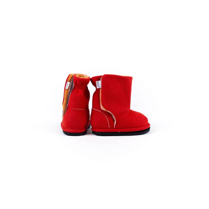 Ozznek Shoes – wholesale Stövletter – Baby – Röd mockastövel med sammetsfoder