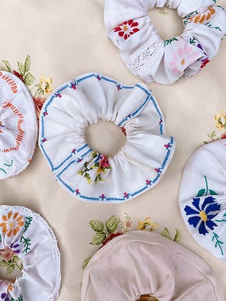 Vintage embroidery scrunchies for wholesale by CERISE