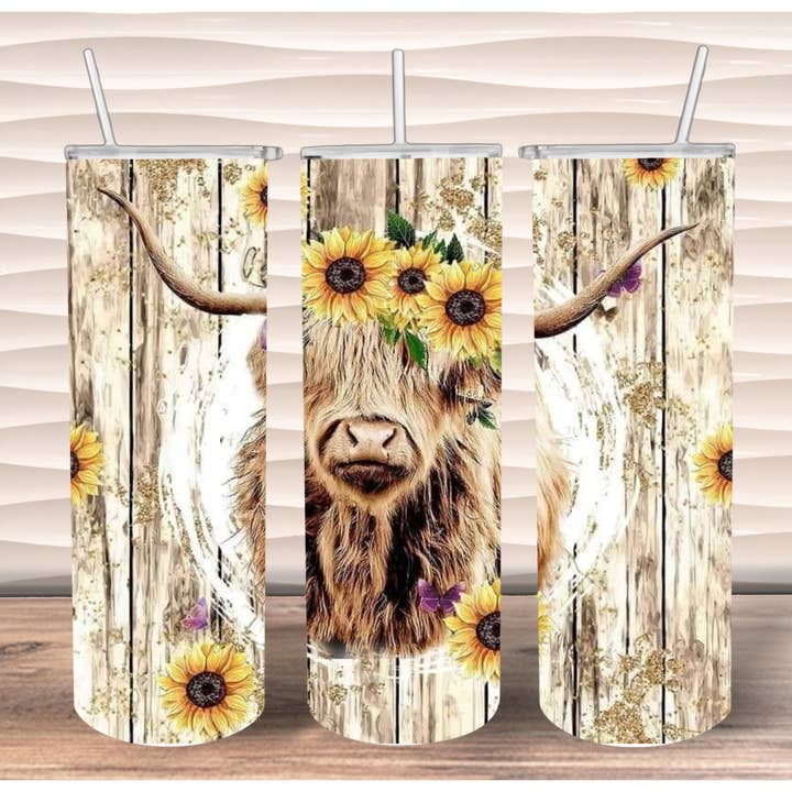 20oz Highland Cow 3 for wholesale by FloBama Girls Wholesale