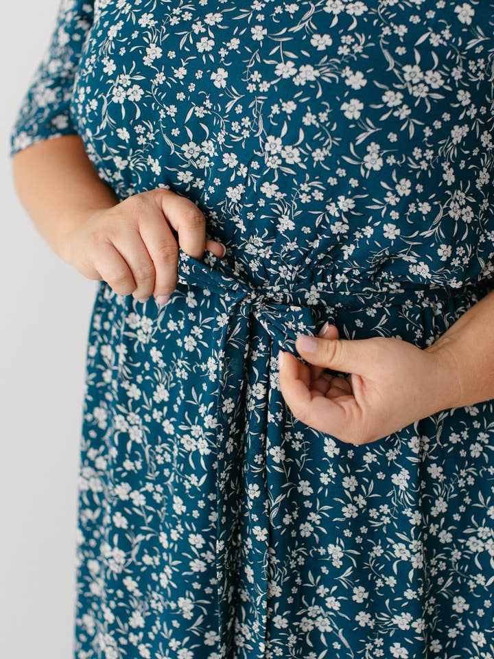 Deep Teal 'Esther' Floral Print Maxi Dress FINAL SALE for wholesale on Faire1