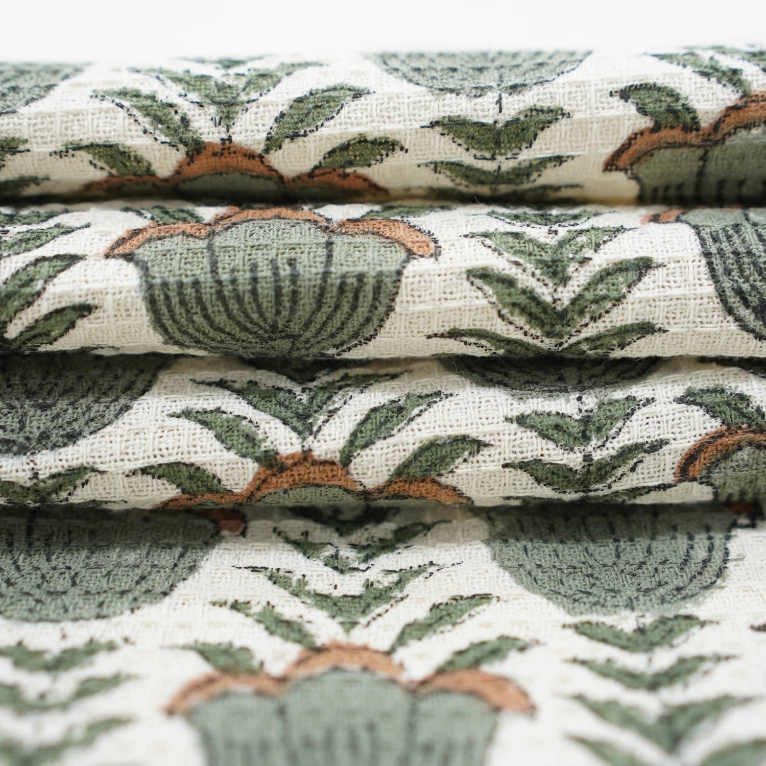 Fabdivine - Vente Essuie-mains - Serviette à main en coton gaufré avec impression bloc - Lotus2