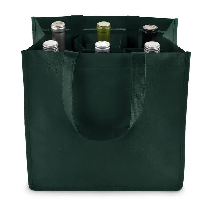 TRUE - Wholesale Wine Tote - Reusable 6-Bottle Non-Woven Fabric Wine Tote- ASST COLORS
