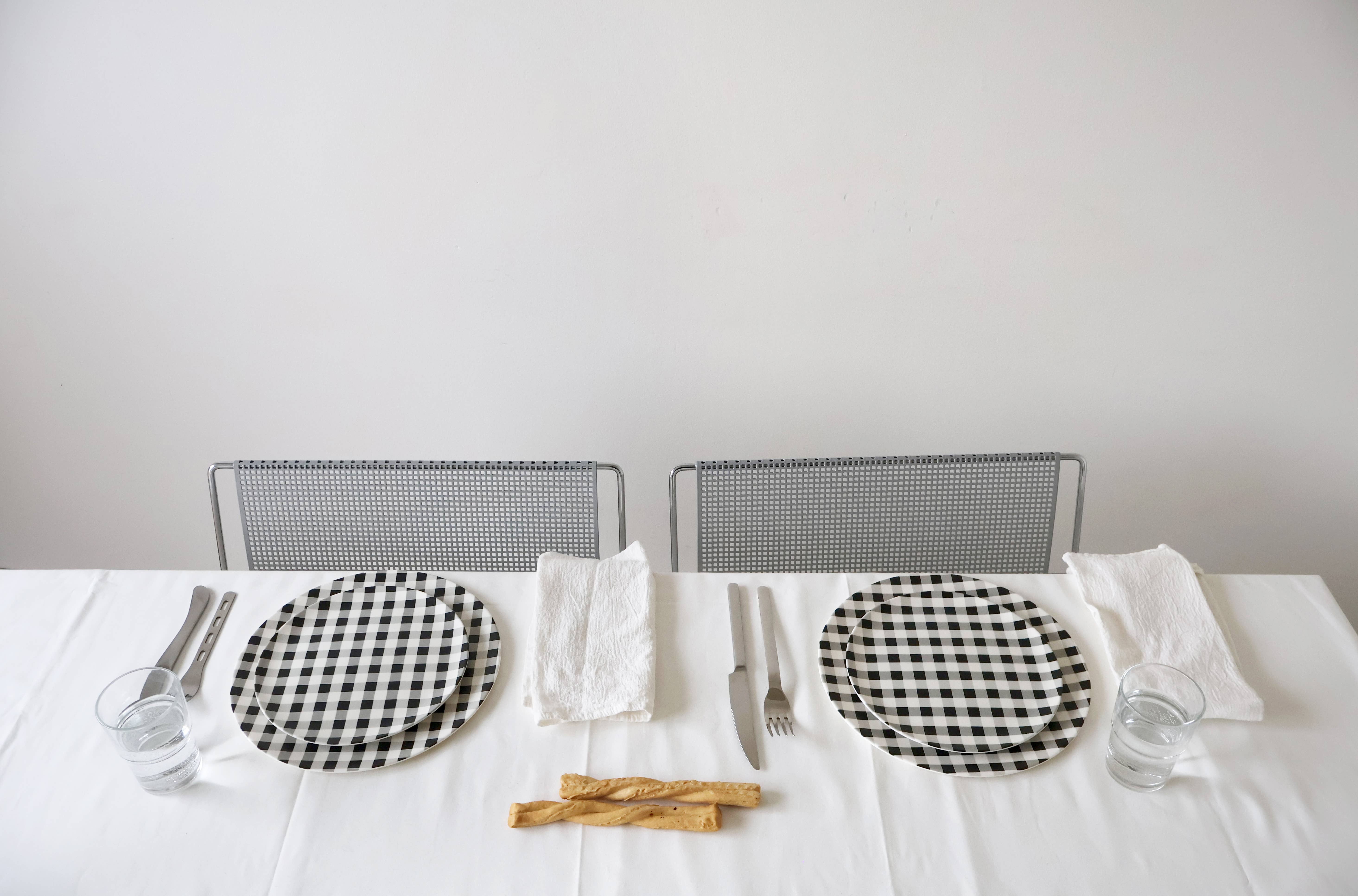 Xenia Taler - Wholesale Dinner Plate - Gingham Black Dinner Plate - Set of 4  2