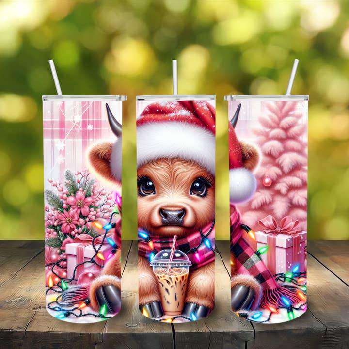 Highland Cow roestvrijstalen kerstbeker voor wholesale door Lily's Craftory