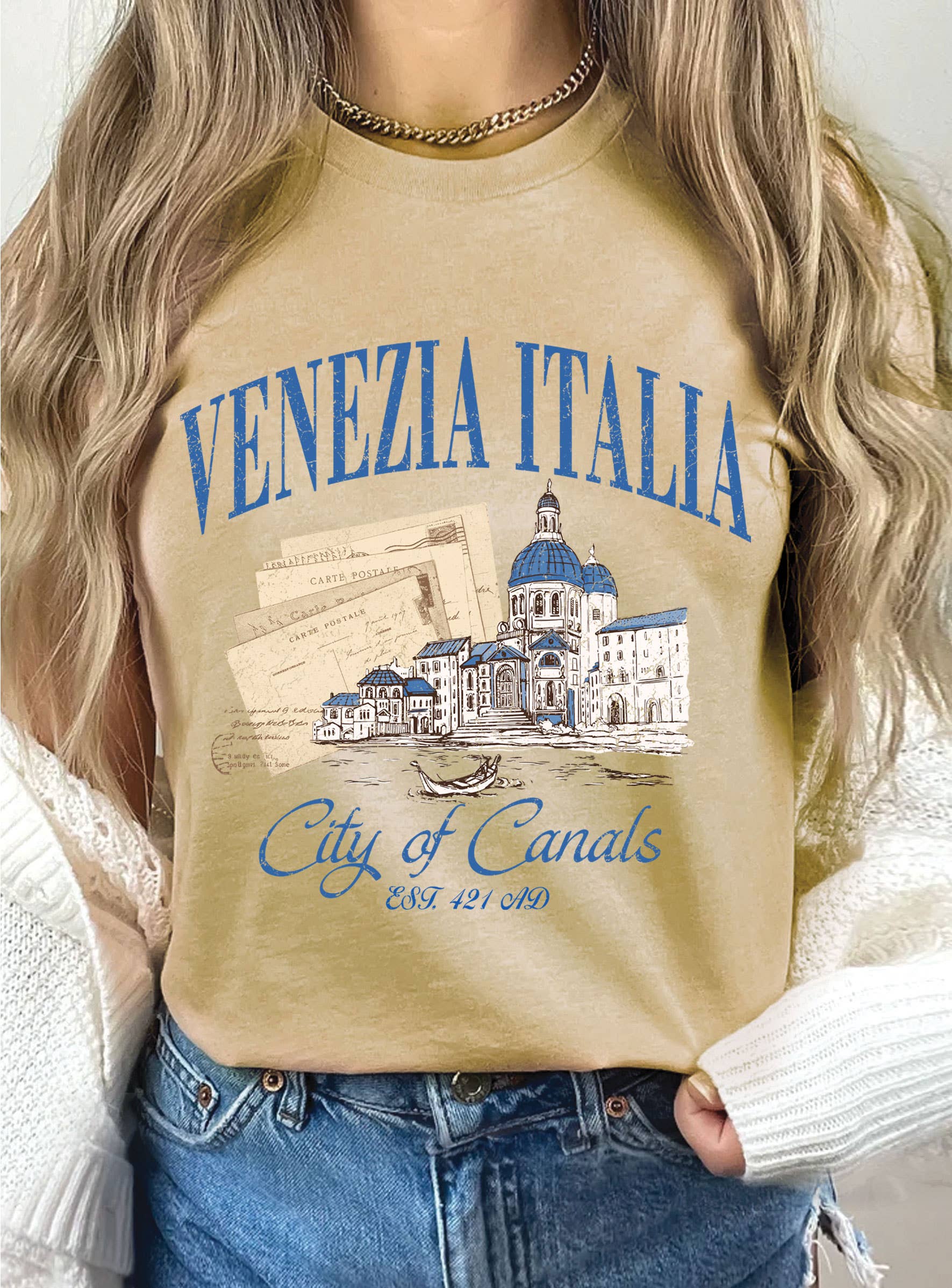 Rustee Clothing - Vendita all'ingrosso Maglietta serigrafata - Donna - MAGLIETTE GRAFICHE VENEZIA ITALIA CITTÀ DEI CANALI 5