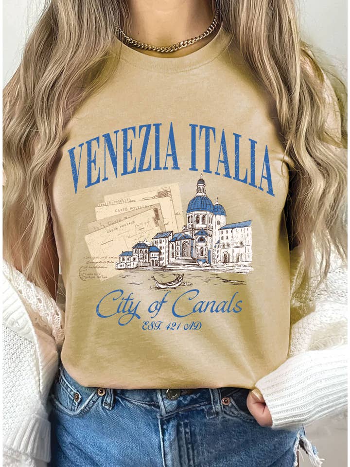 Rustee Clothing - Wholesale Screen Printed T-Shirt - Women's - VENEZIA ITALIA CITY OF CANALS GRAPHIC TSHIRTS 5