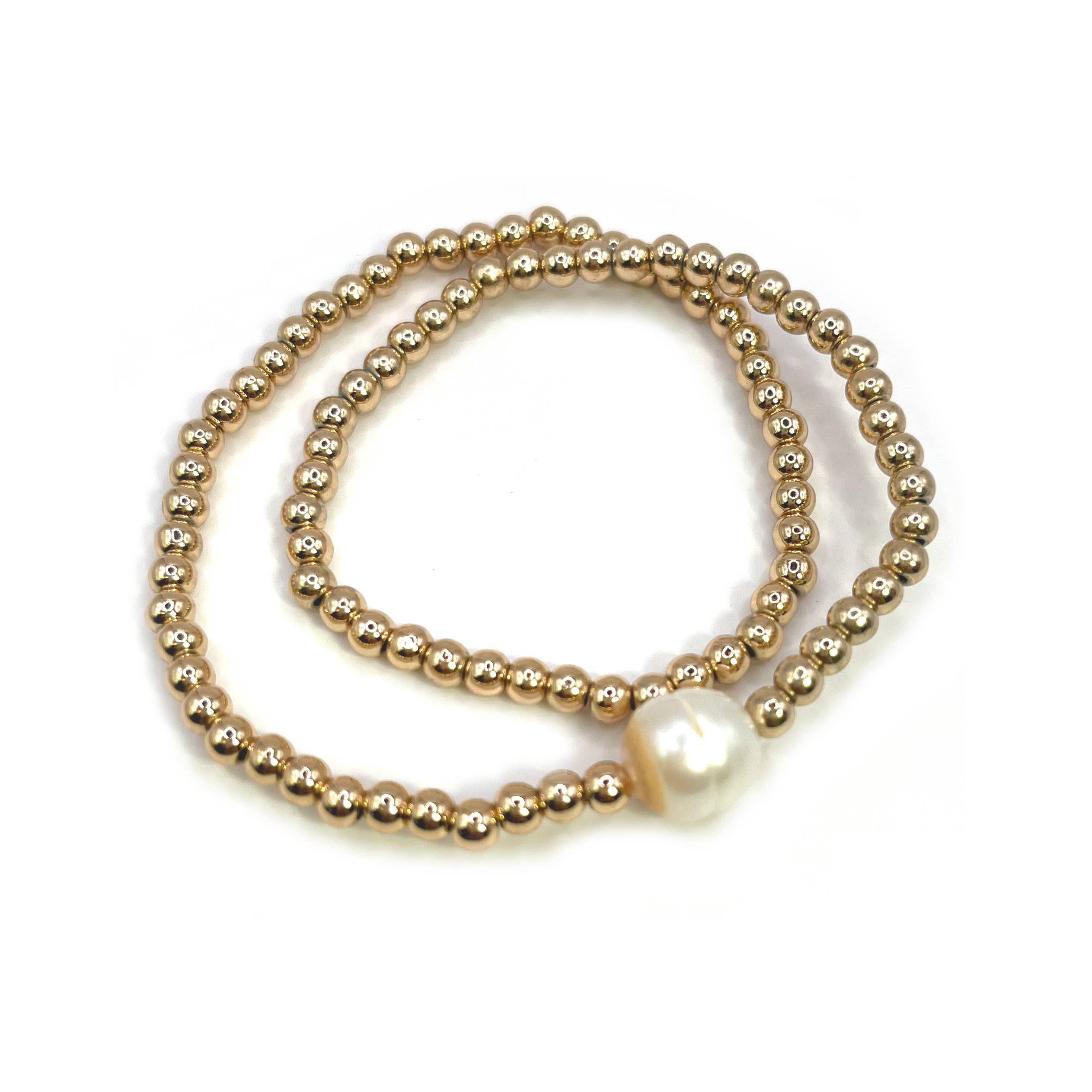 Gold Beaded Bracelets Pearl Stackable Stretch Bracelet for wholesale on Faire1