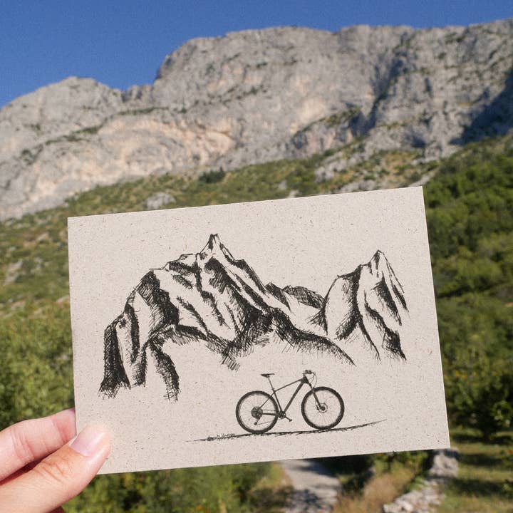 Hannibelle - Wholesale Everyday Greeting Card - Grass paper card mountains and wheels