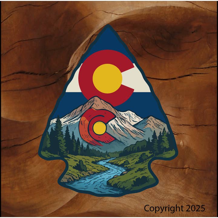 Colorado Flag Arrowhead Sticker for wholesale by Brian Lloyd Designs