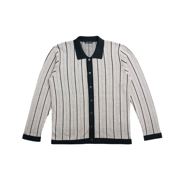 Cardigã de Malha com Botões Legacy - Azul Marinho por atacado de EIGHT X