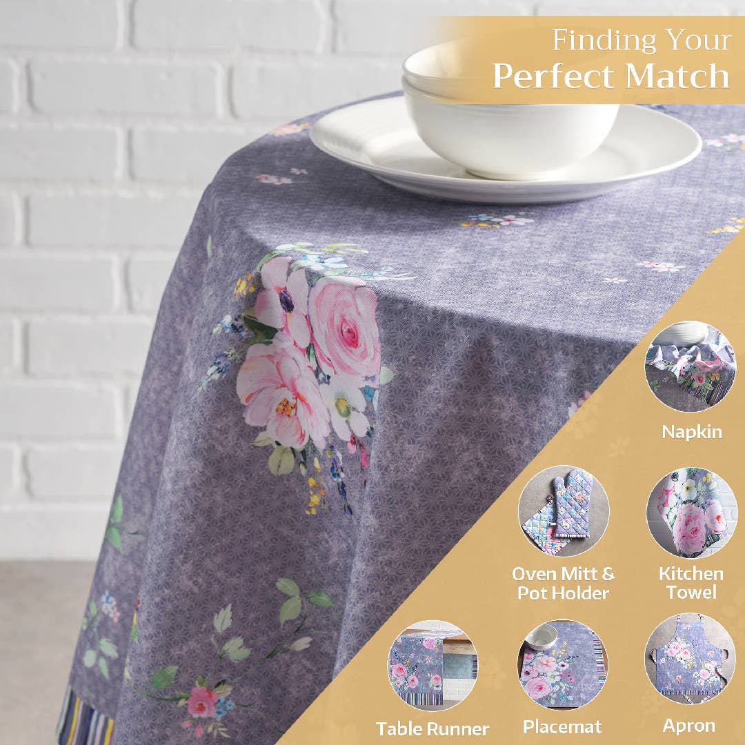 Maison d'Hermine - Design in Every Thread - Wholesale Tablecloth - Cotton Tablecloths - 3 Shapes - Sweet Rose Lavender -Country11