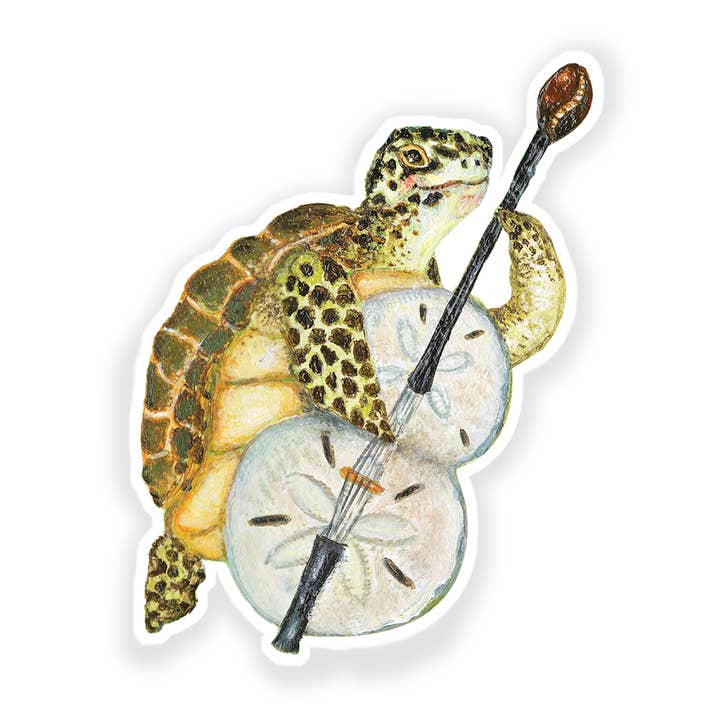 Sea Turtle Bassist//Autocollant en vinyle découpé pour la vente par Jahna Vashti