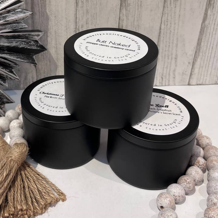 Wick Scents Candles, Soap and Scented Sprays - Wholesale Travel candles - 8oz. Double-Wicked Black Matte Candle Tins0