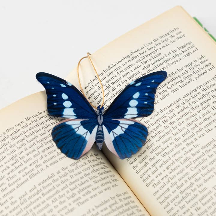Tulia's Artisan Gallery - Wholesale Bookmark - Blue Morpho Butterfly Ornament + Notecard4