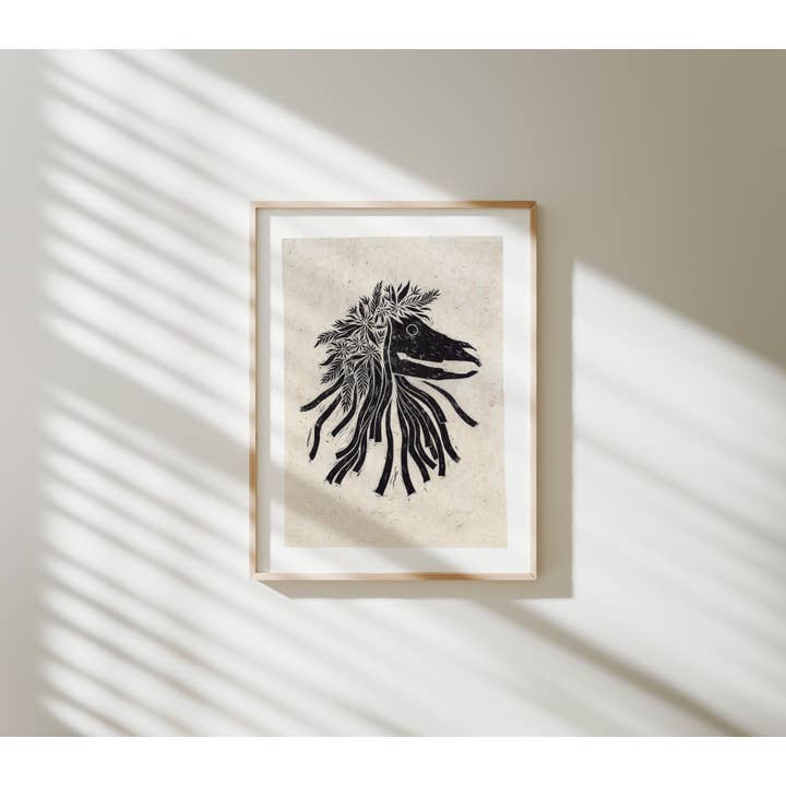 Katia Hinic Studio - Wholesale Art Print - 'Flower Oss' lino print2