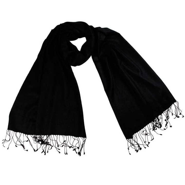 Lenço preto de caxemira e seda por atacado de Shirin Sehan